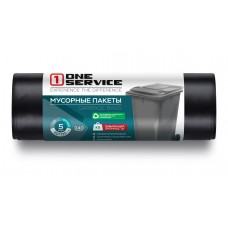 ONE service Пакеты для мусора LD 90*125 см 240л/5шт черные (20шт/ящ)